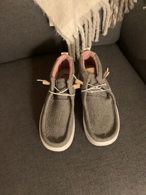 Hey Dude Kids Grey Slip-On Sneakers with Pink Lining